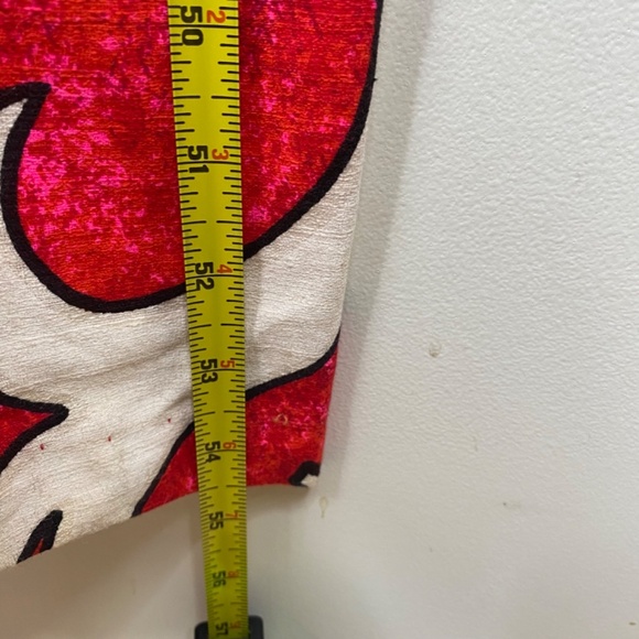 VTG Kimos Polynesian Shop Maxi Dress 8 Red Floral Flutter Sleeve Hawaiian Made - Picture 10 of 14